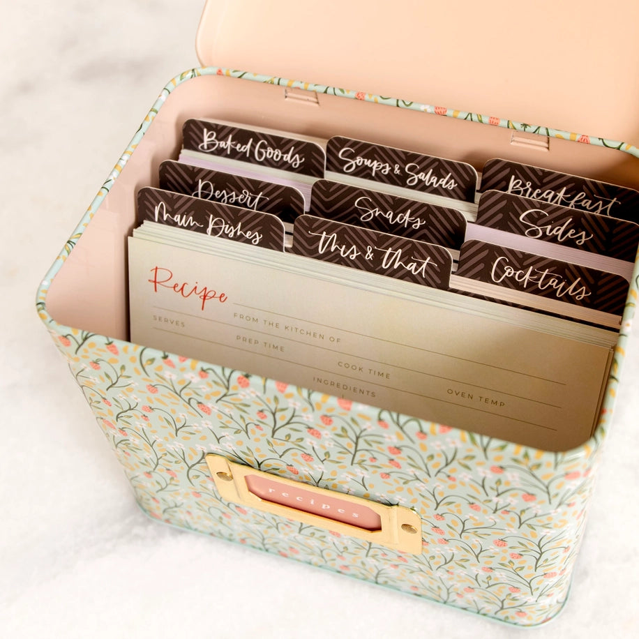 Strawberry Meadow Tin Recipe Box