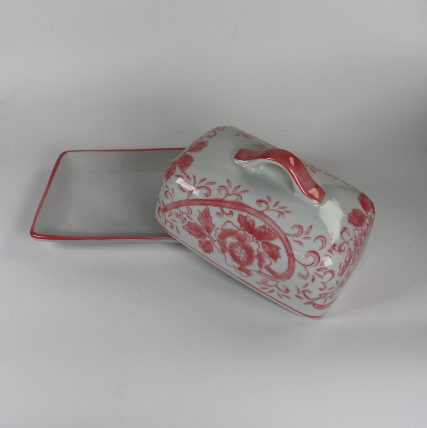 Pink Floral Butter Dish