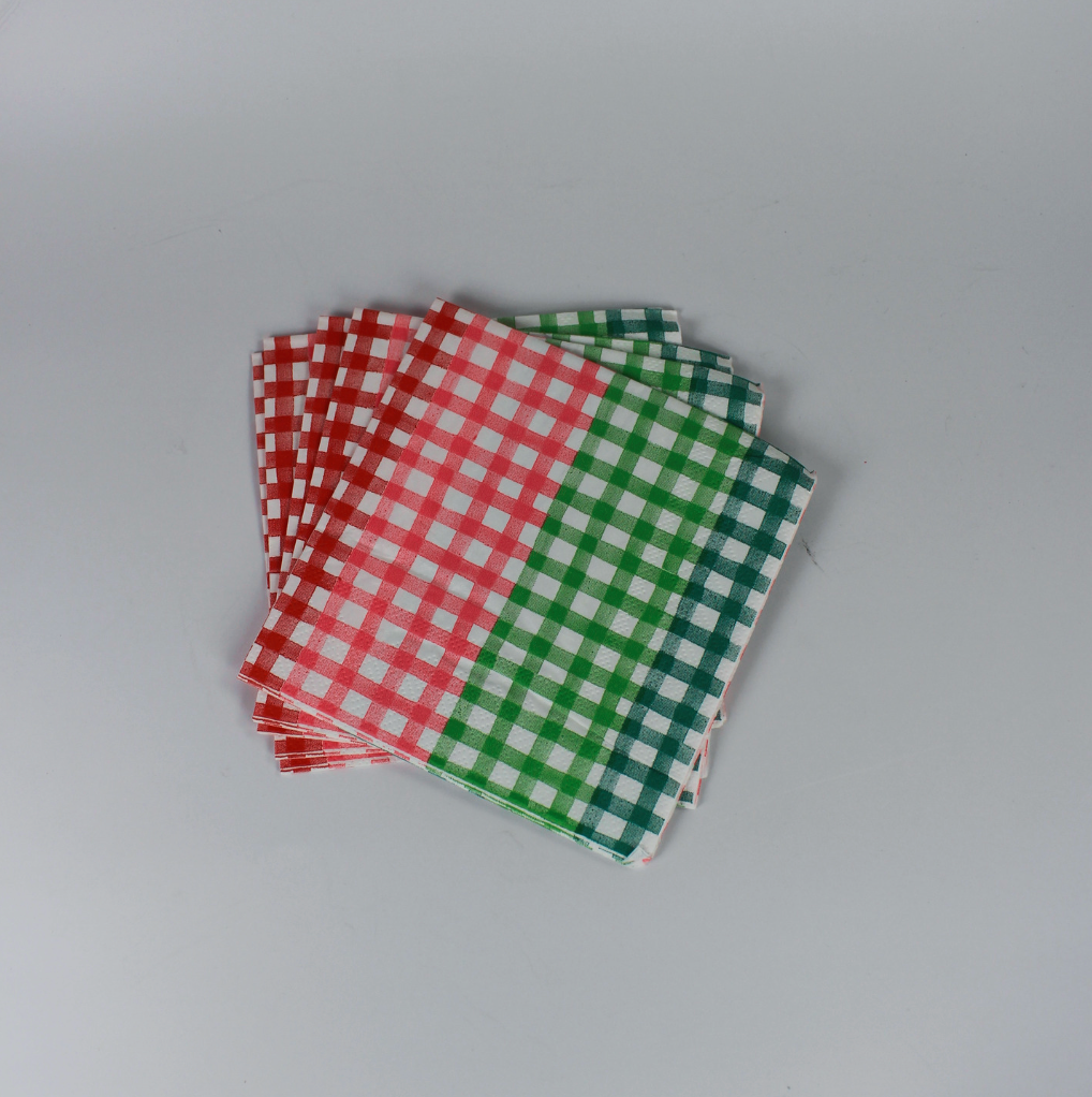 Gingham Beverage Napkins