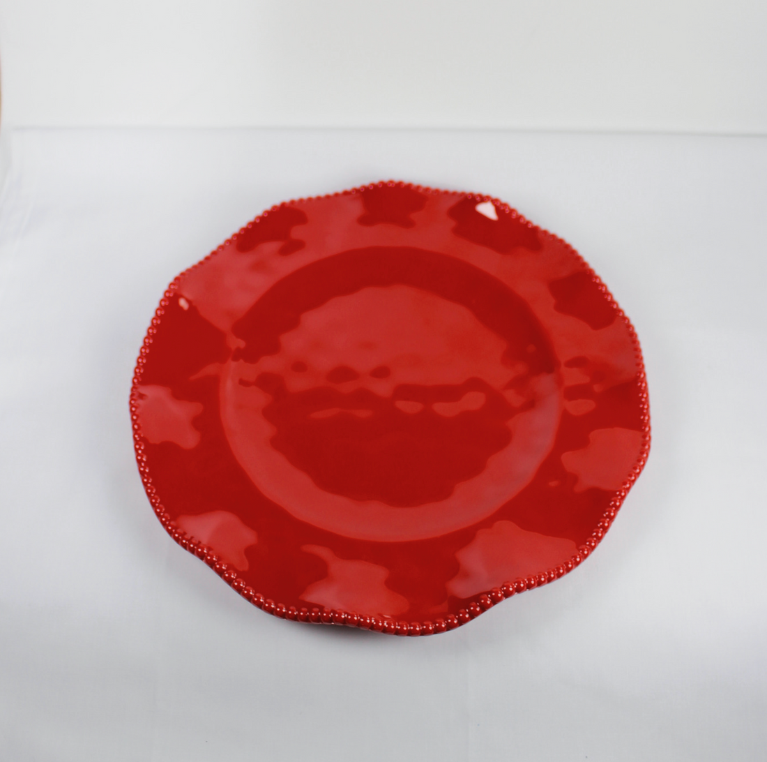 Red Scalloped Melamine Dinner Plate