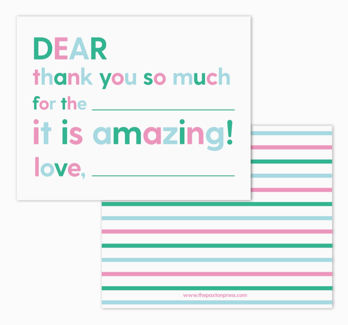 Kids Fill-in-the-blank Thank You Notes
