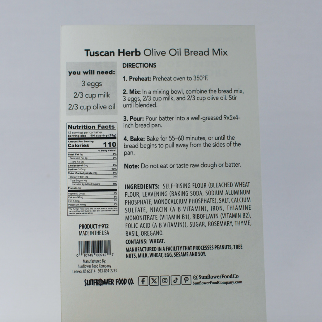 Tuscan Herb Olive Oil Bread Mix