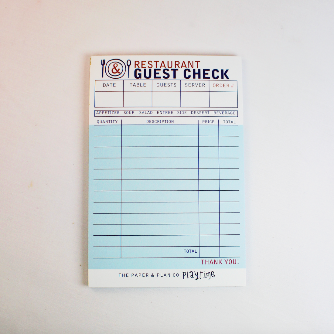 Restaurant Guest Check Pad