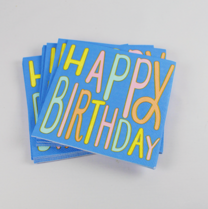 Blue Happy Birthday Beverage Napkins