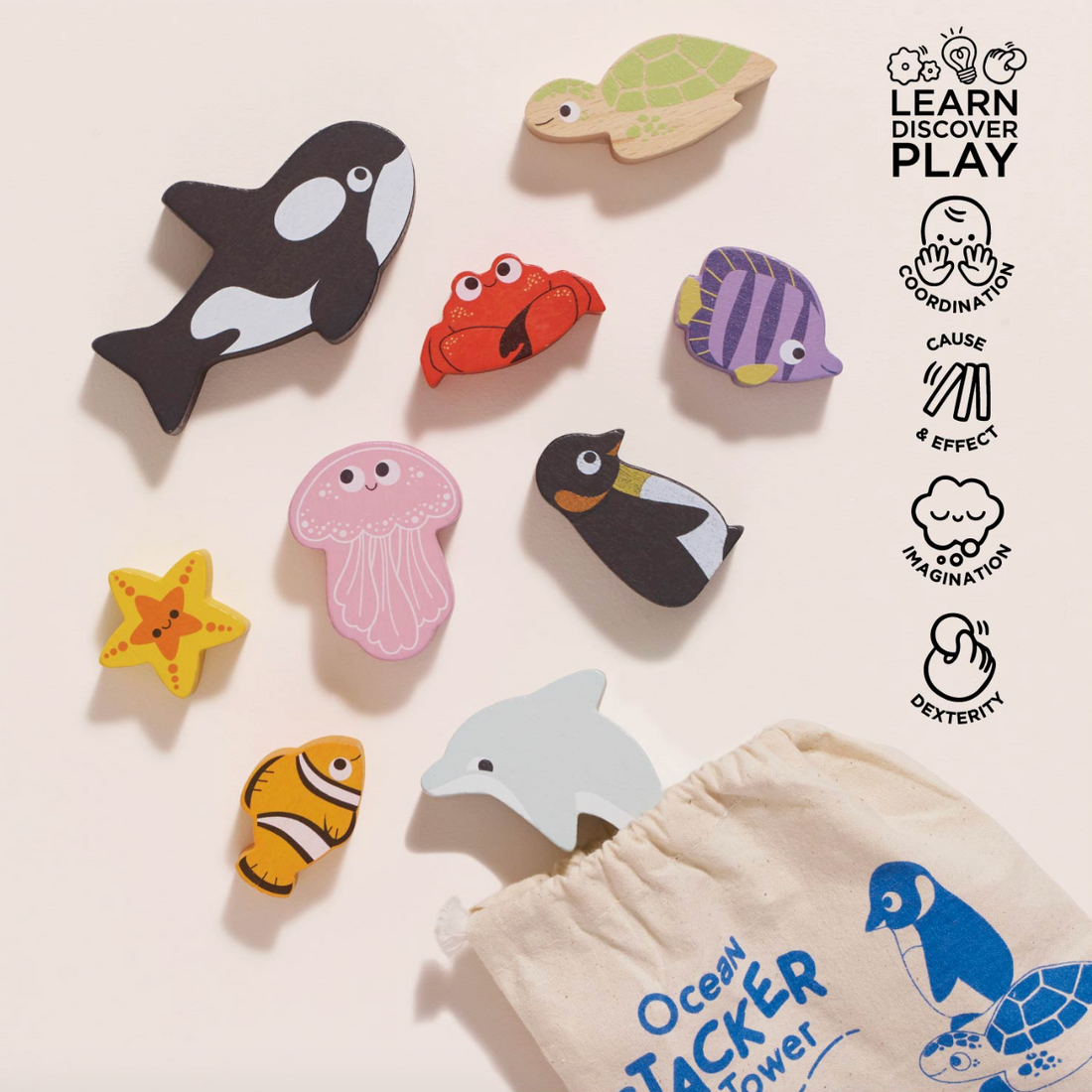 Ocean Life Stacking Animals &amp; Bag
