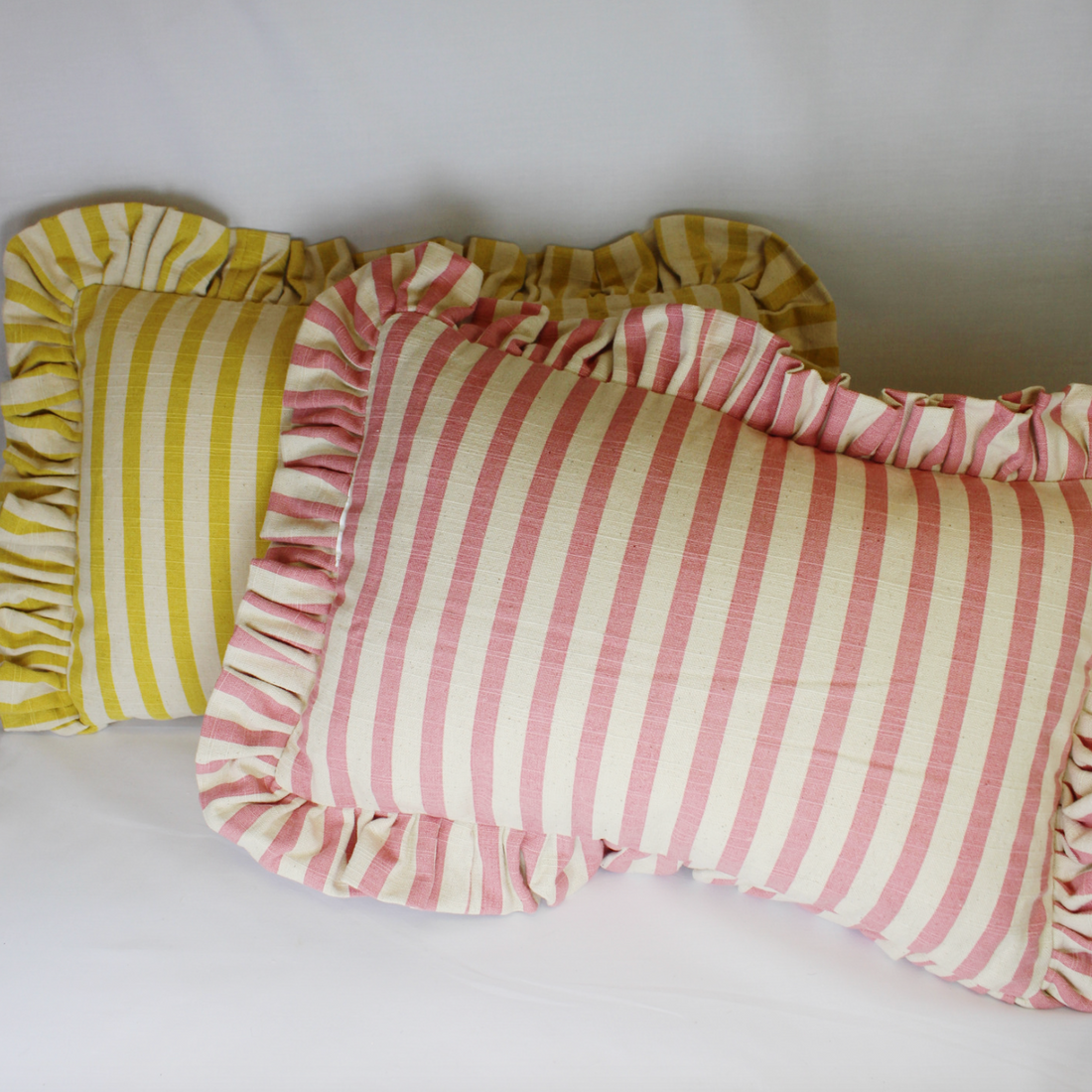 Stripped Ruffle Accent Pillow