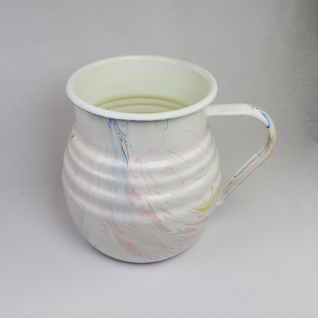 Pink and Blue Swirl Enamelware Pitcher