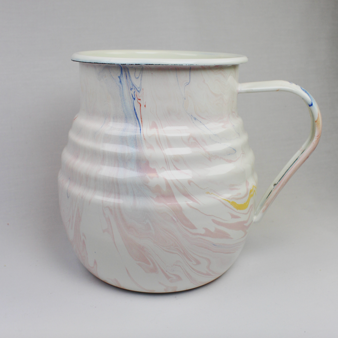Pink and Blue Swirl Enamelware Pitcher