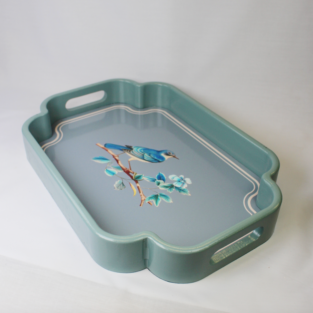 Blue Bird Tray with Handles
