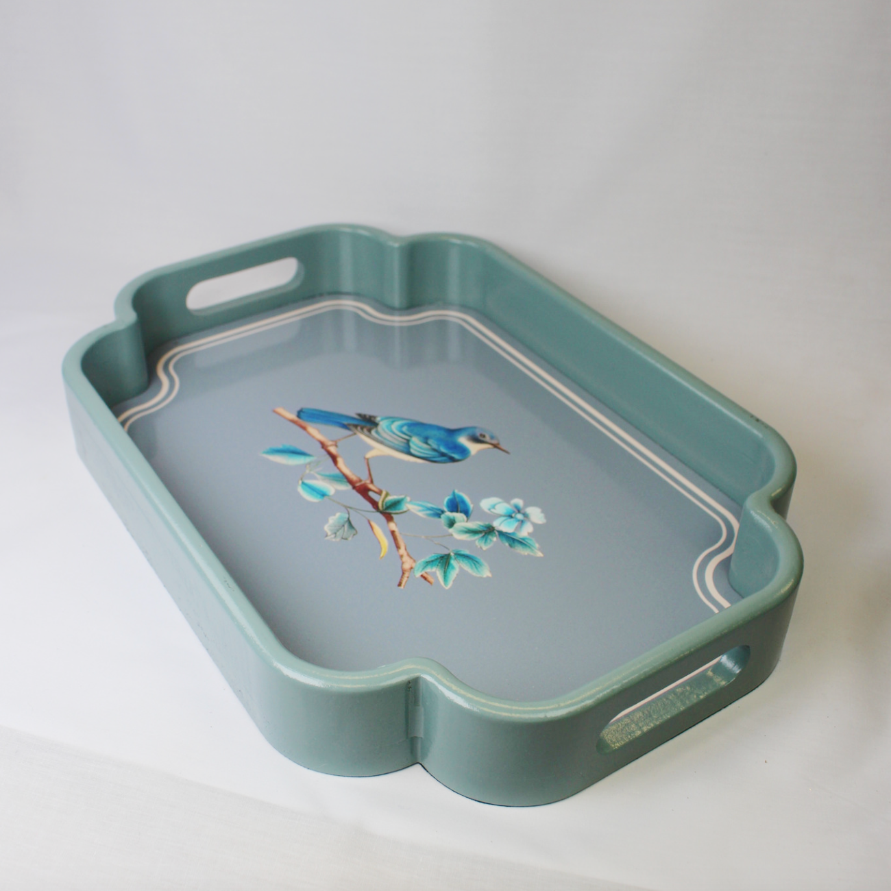 Blue Bird Tray with Handles