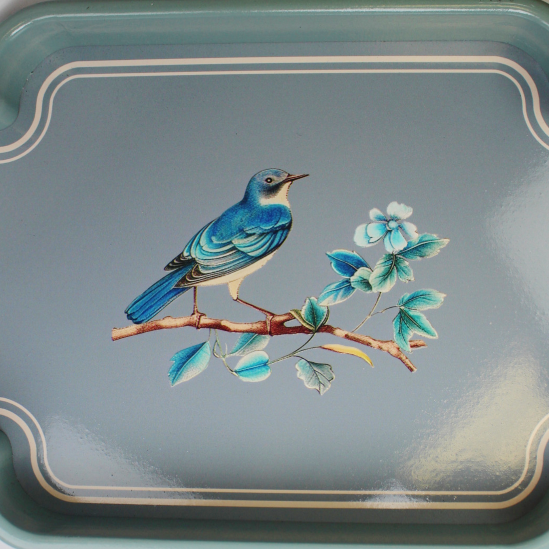 Blue Bird Tray with Handles