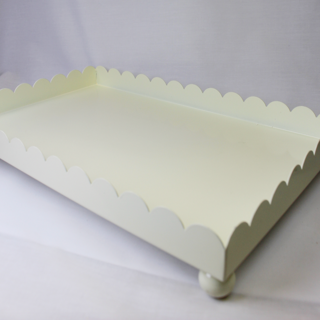 Cream Scalloped Iron Tray