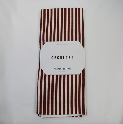 Geometry Cranberry Stripe Tea Towel