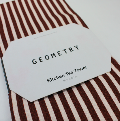 Geometry Cranberry Stripe Tea Towel
