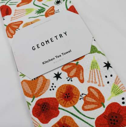 Geometry Poppy Power Tea Towel