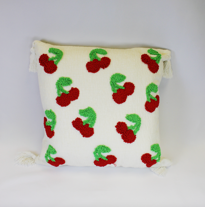 Embroidered Pillow with Tassels