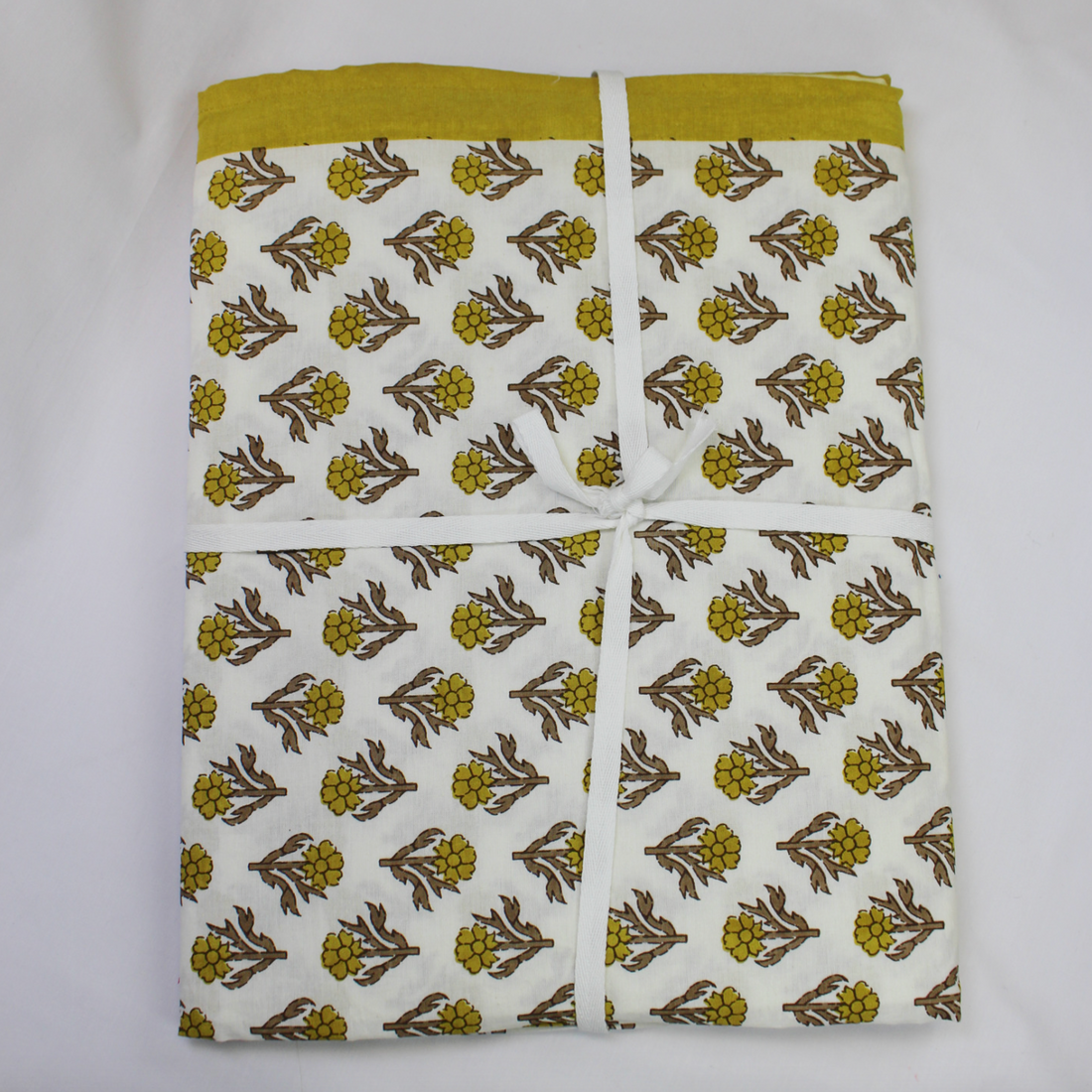 Golden Marigold Block Print Tablecloth