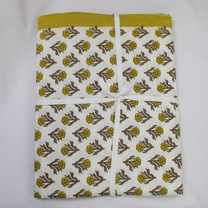 Golden Marigold Block Print Tablecloth