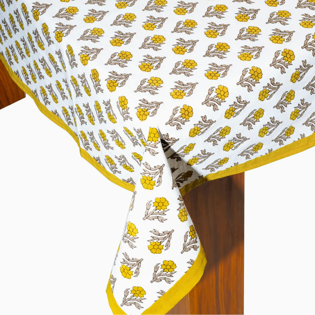 Golden Marigold Block Print Tablecloth