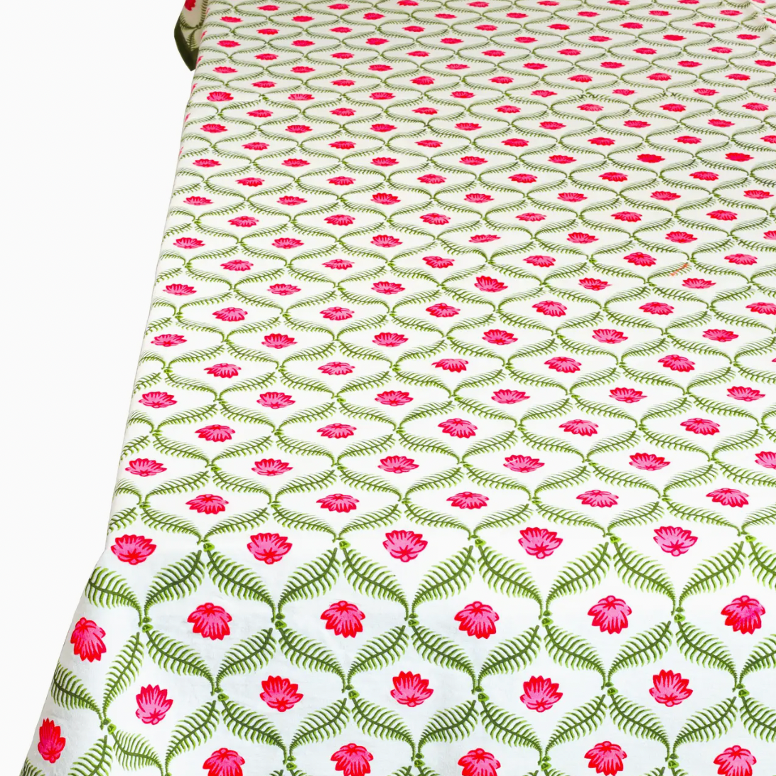 Lotus Garden Block Print Tablecloth