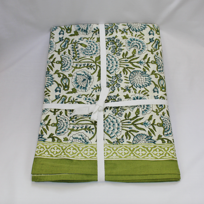 Fresh Foliage Block Print Tablecloth