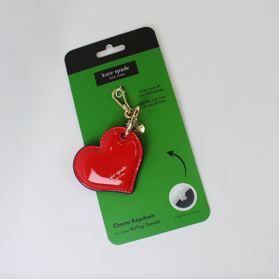 Kate Spade Red Heart Air Tag Keychain and Charm