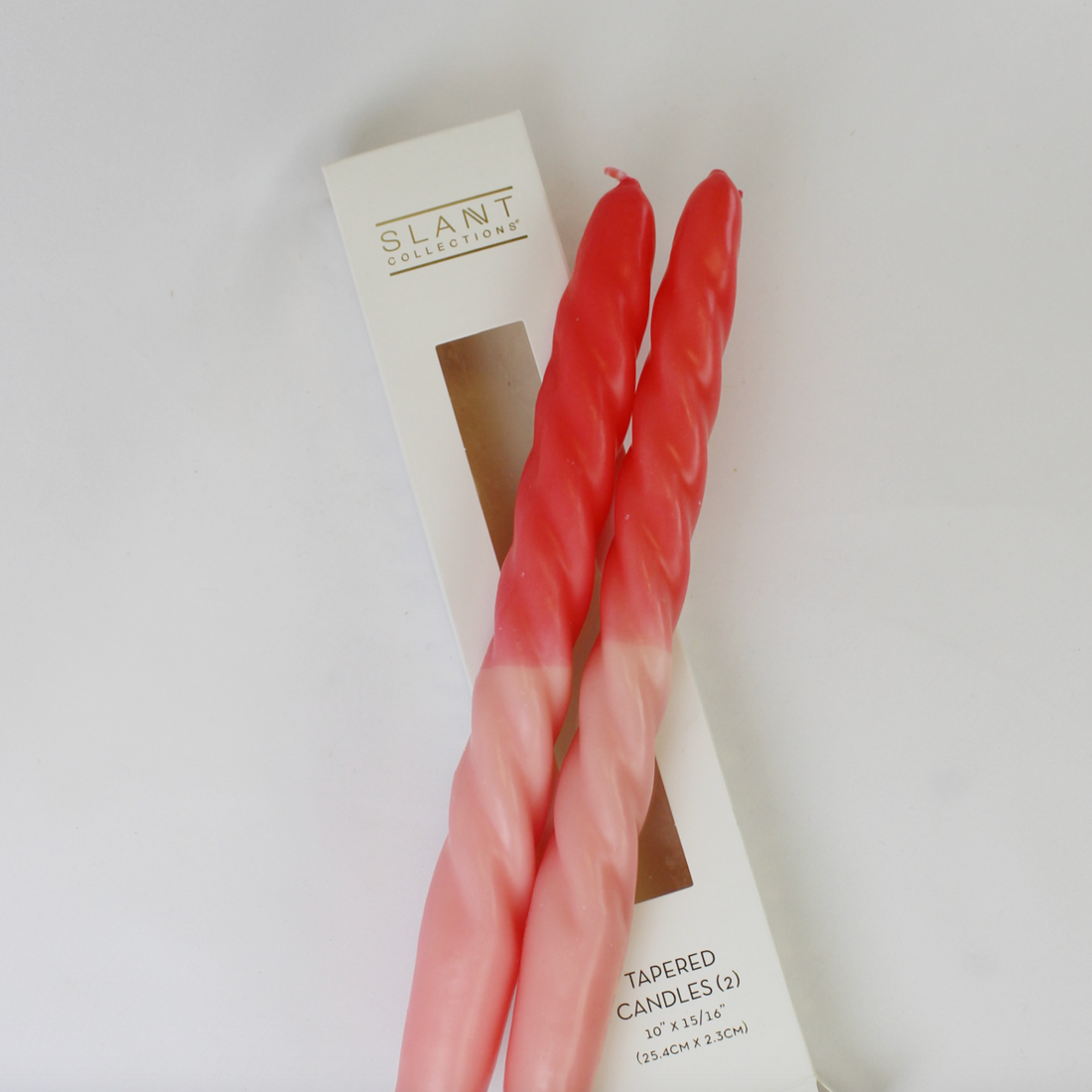 Twisted Pink and Red Taper Candle Set