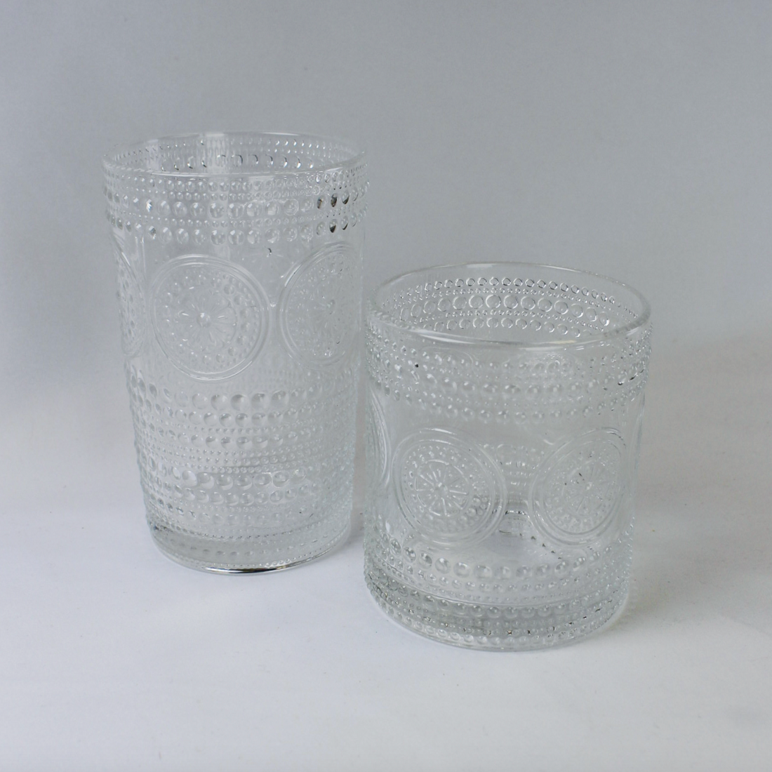 Vintage Textured Clear Drinking Glasses