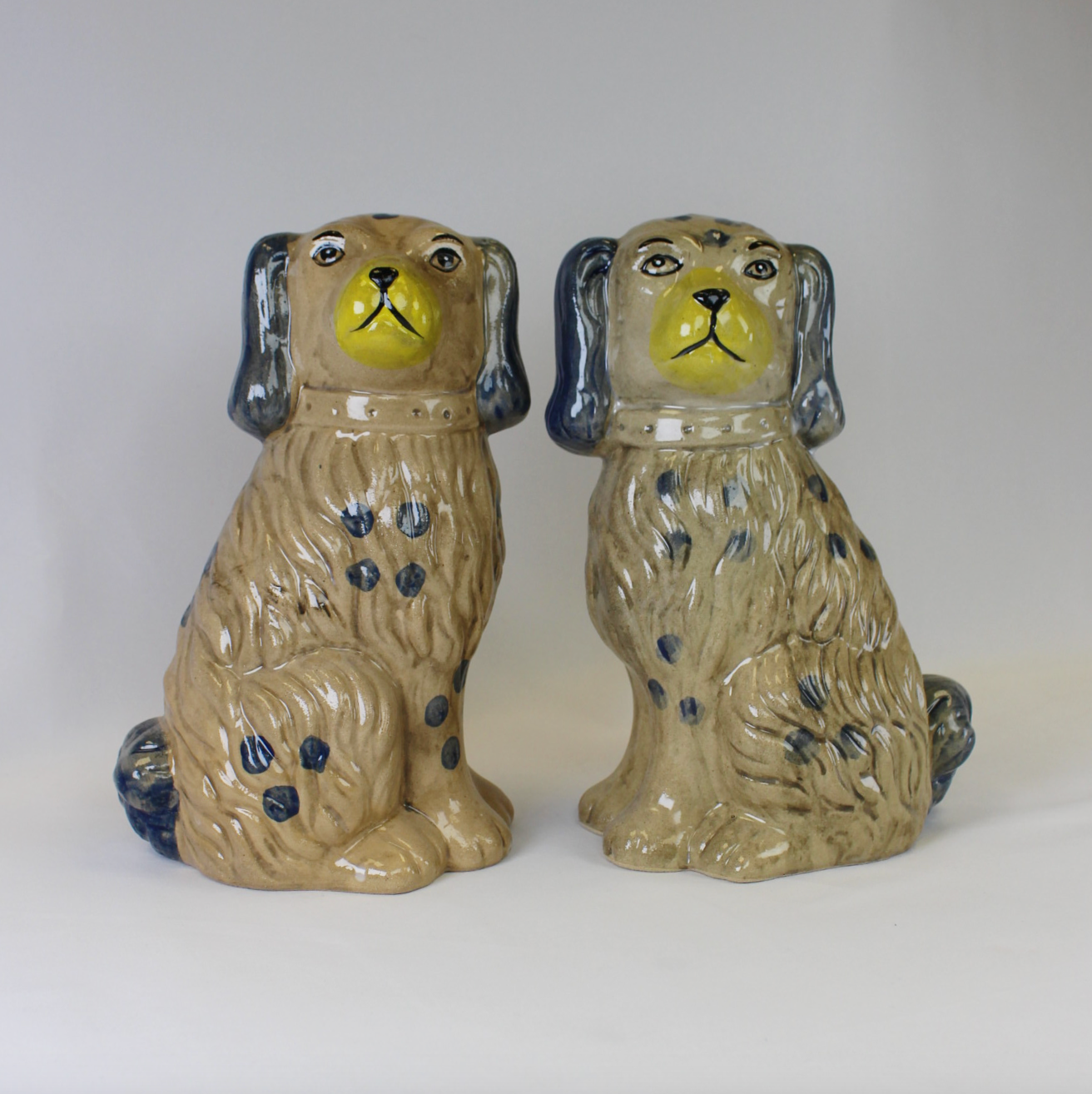 Grey and Blue Staffordshire Dog Vase