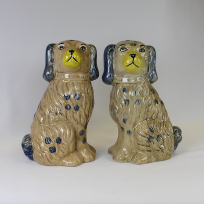 Grey and Blue Staffordshire Dog Vase