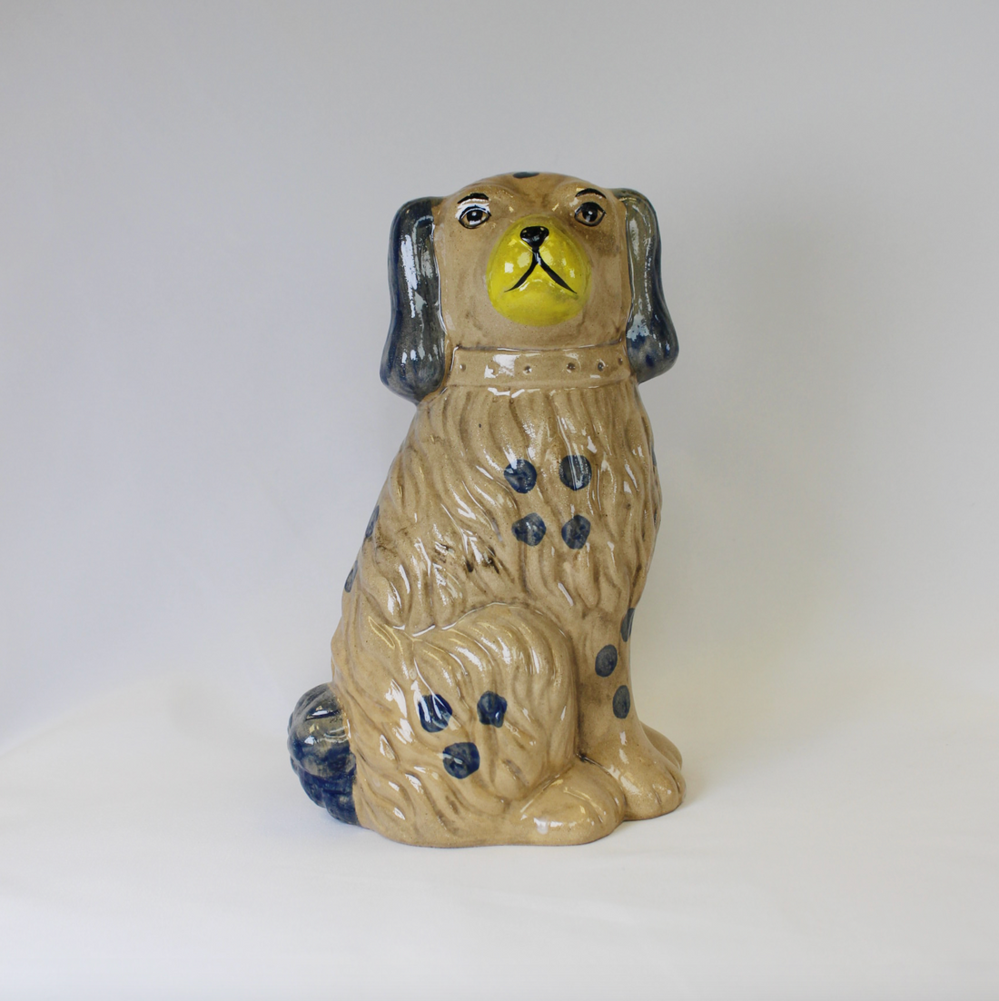 Grey and Blue Staffordshire Dog Vase