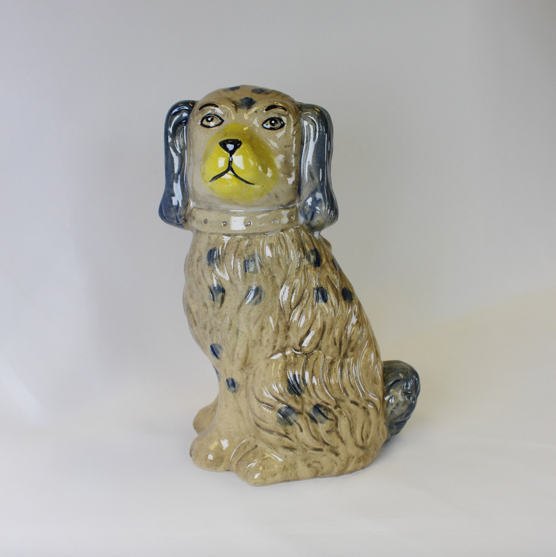 Grey and Blue Staffordshire Dog Vase