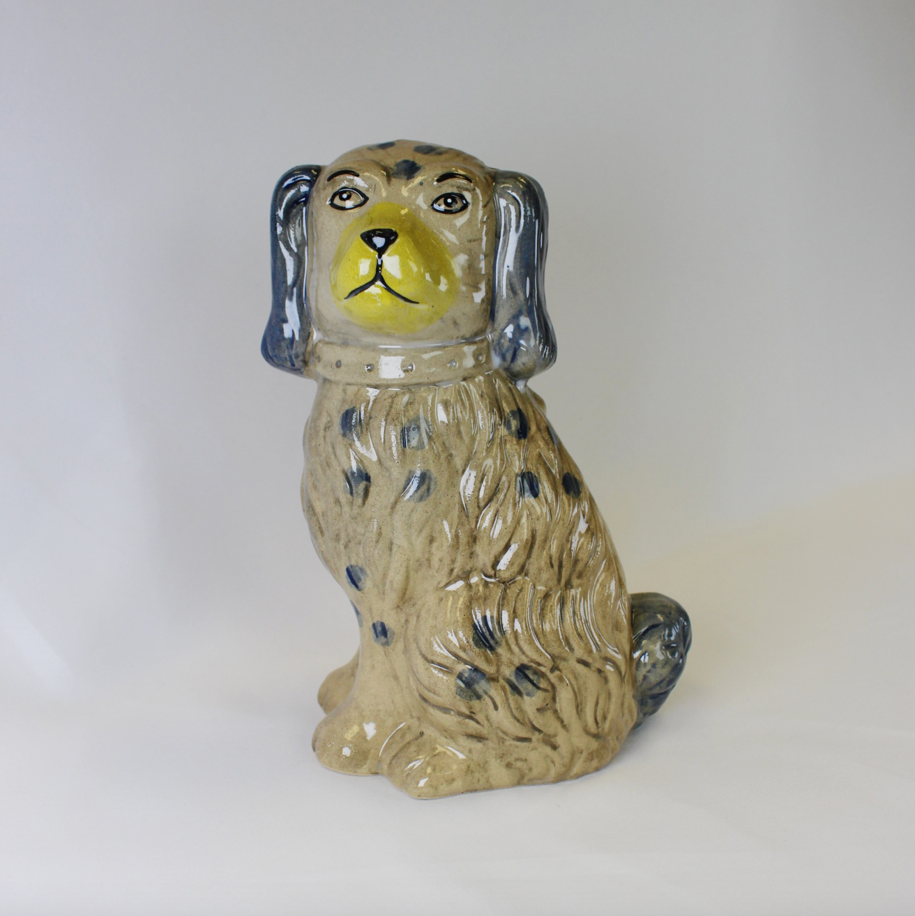 Grey and Blue Staffordshire Dog Vase