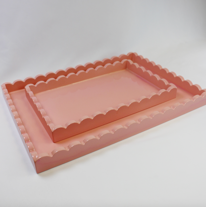Salmon Scalloped Wooden Nesting Trays