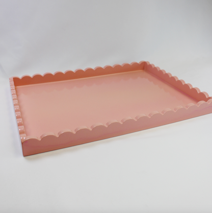 Salmon Scalloped Wooden Nesting Trays