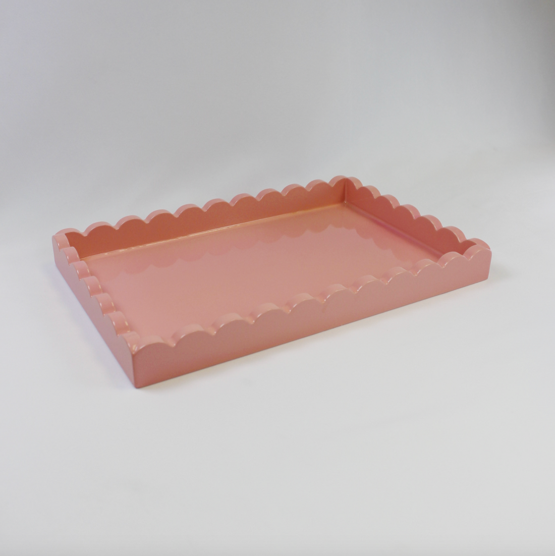 Salmon Scalloped Wooden Nesting Trays