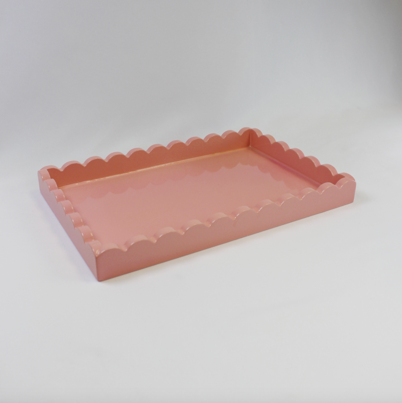 Salmon Scalloped Wooden Nesting Trays