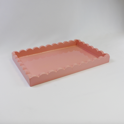 Salmon Scalloped Wooden Nesting Trays