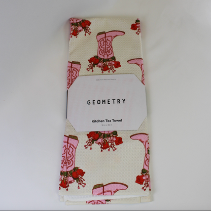 Geometry Cowgirl Boots Tea Towel