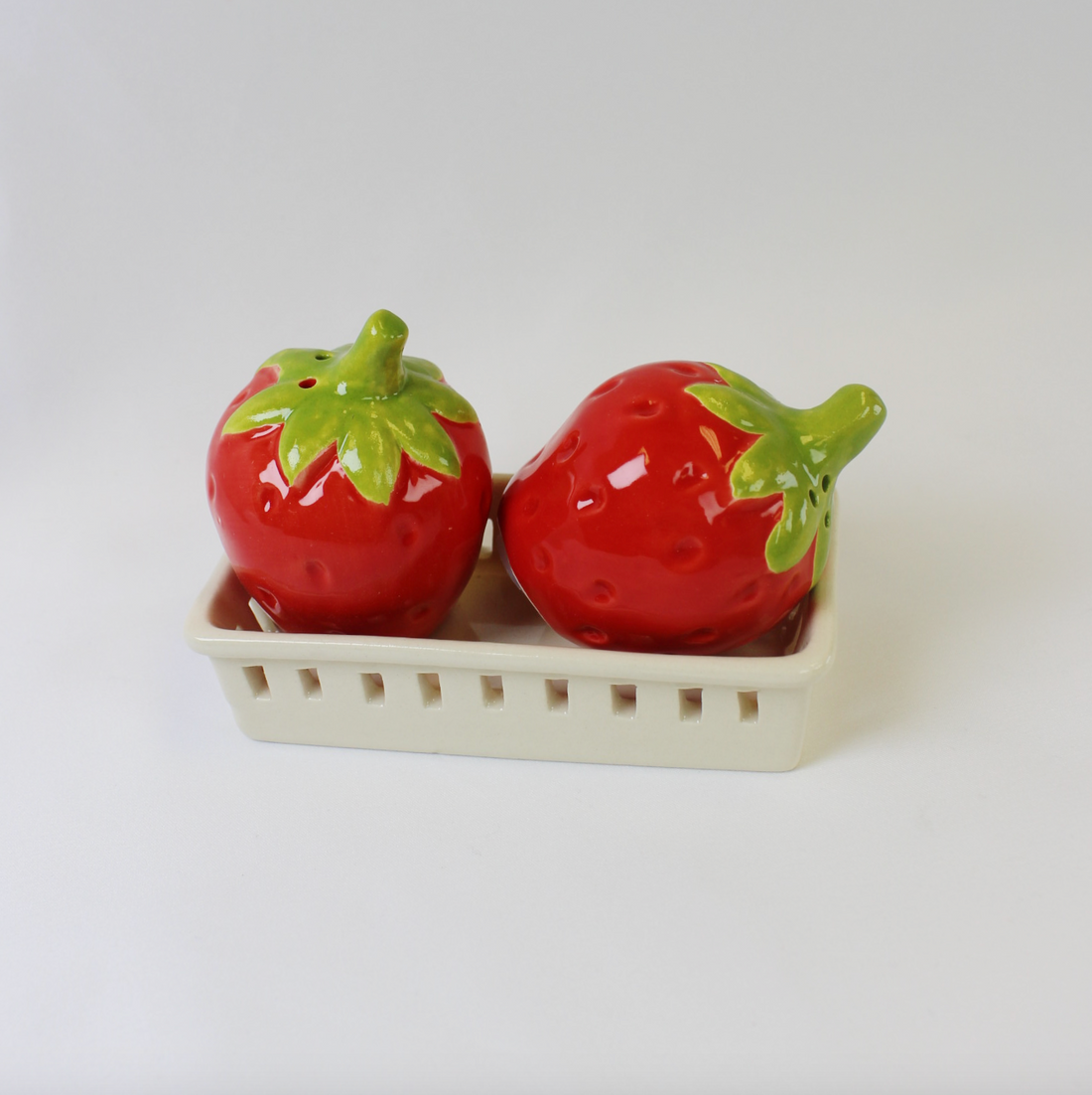 Strawberries in Basket Salt and Pepper Shakers