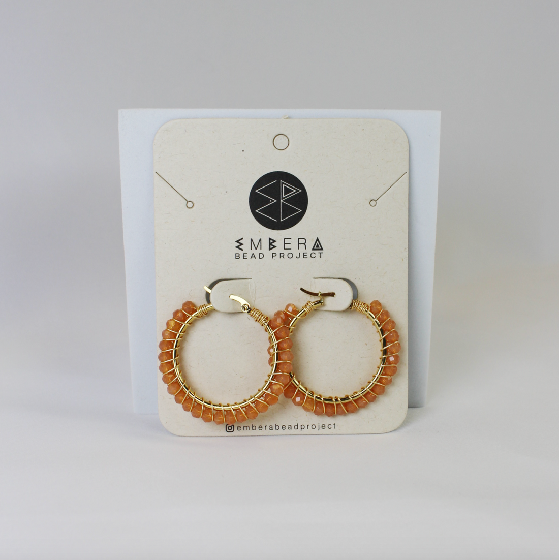 Peach Beaded Hoop Earrings