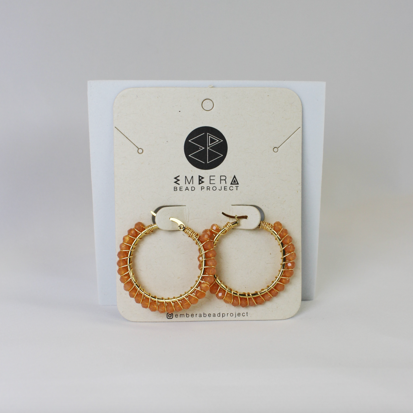 Peach Beaded Hoop Earrings
