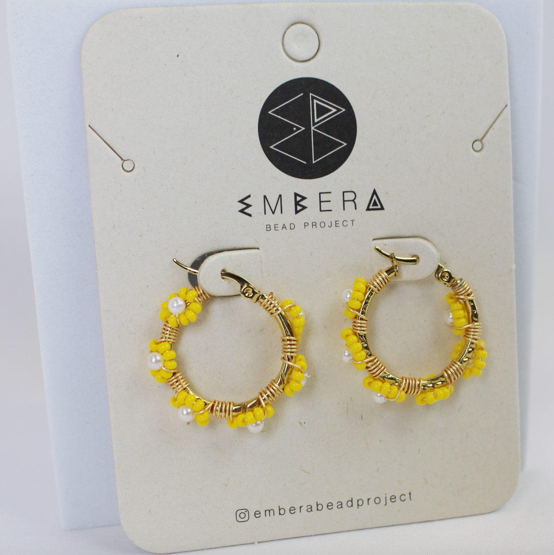 Yellow Daisy Hoop Earrings