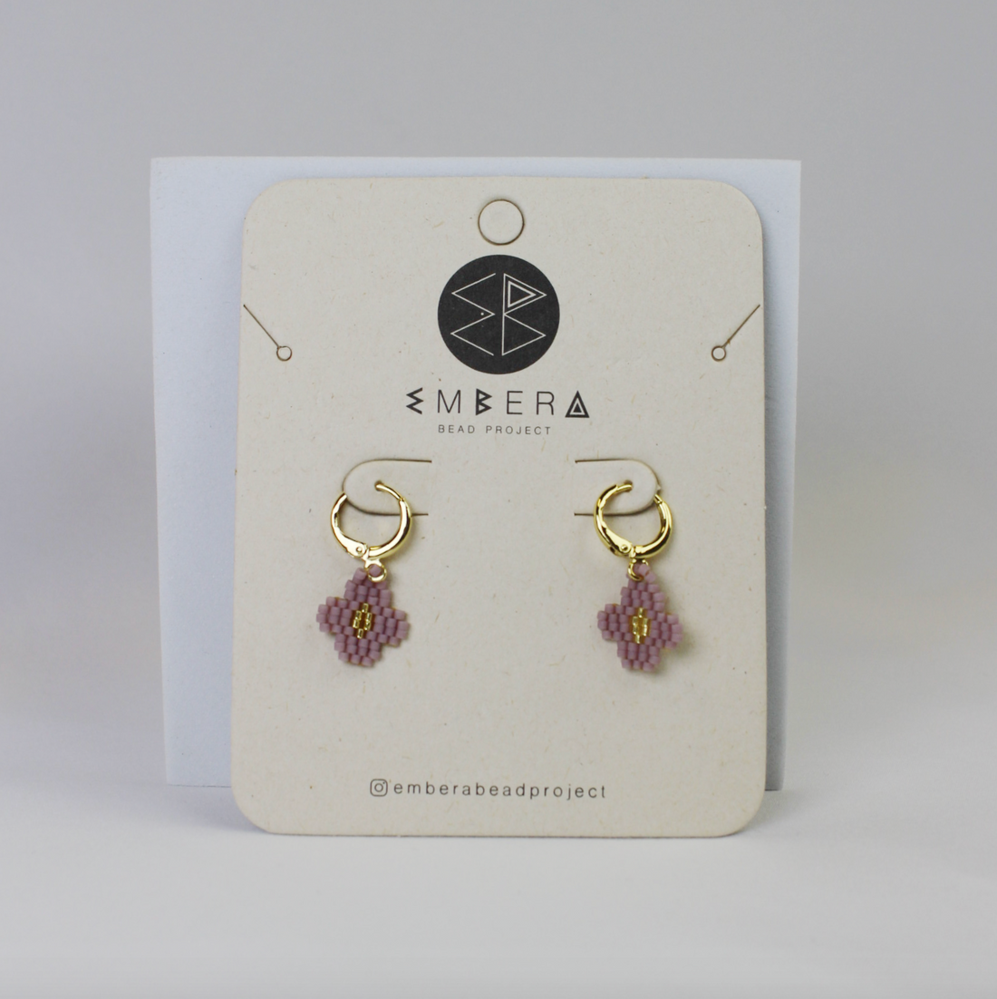Lavender Flower Drop Hoop Earrings