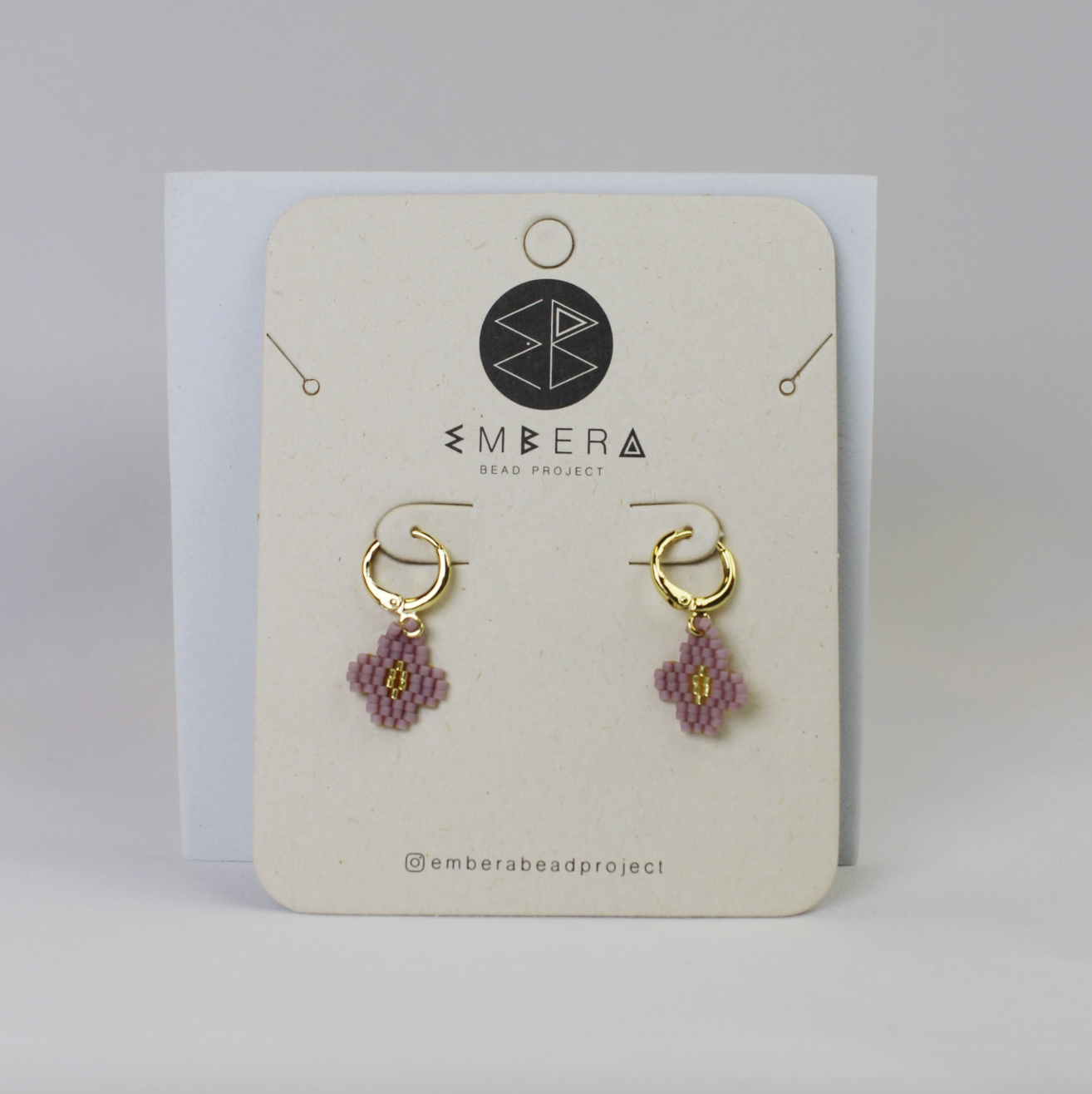 Lavender Flower Drop Hoop Earrings