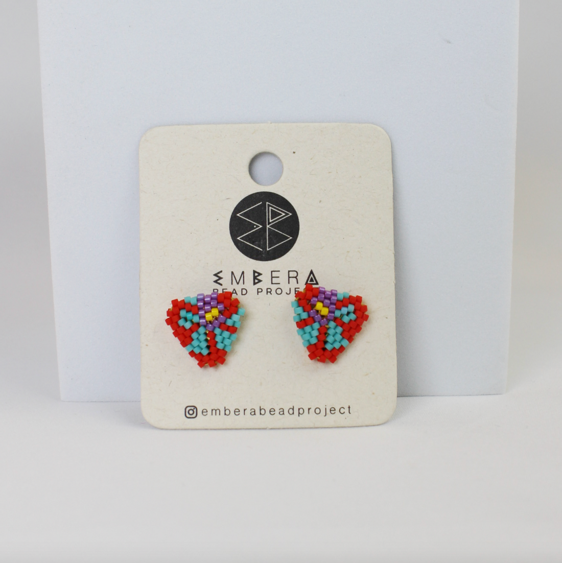 Multi Color Beaded Triangle Stud Earrings