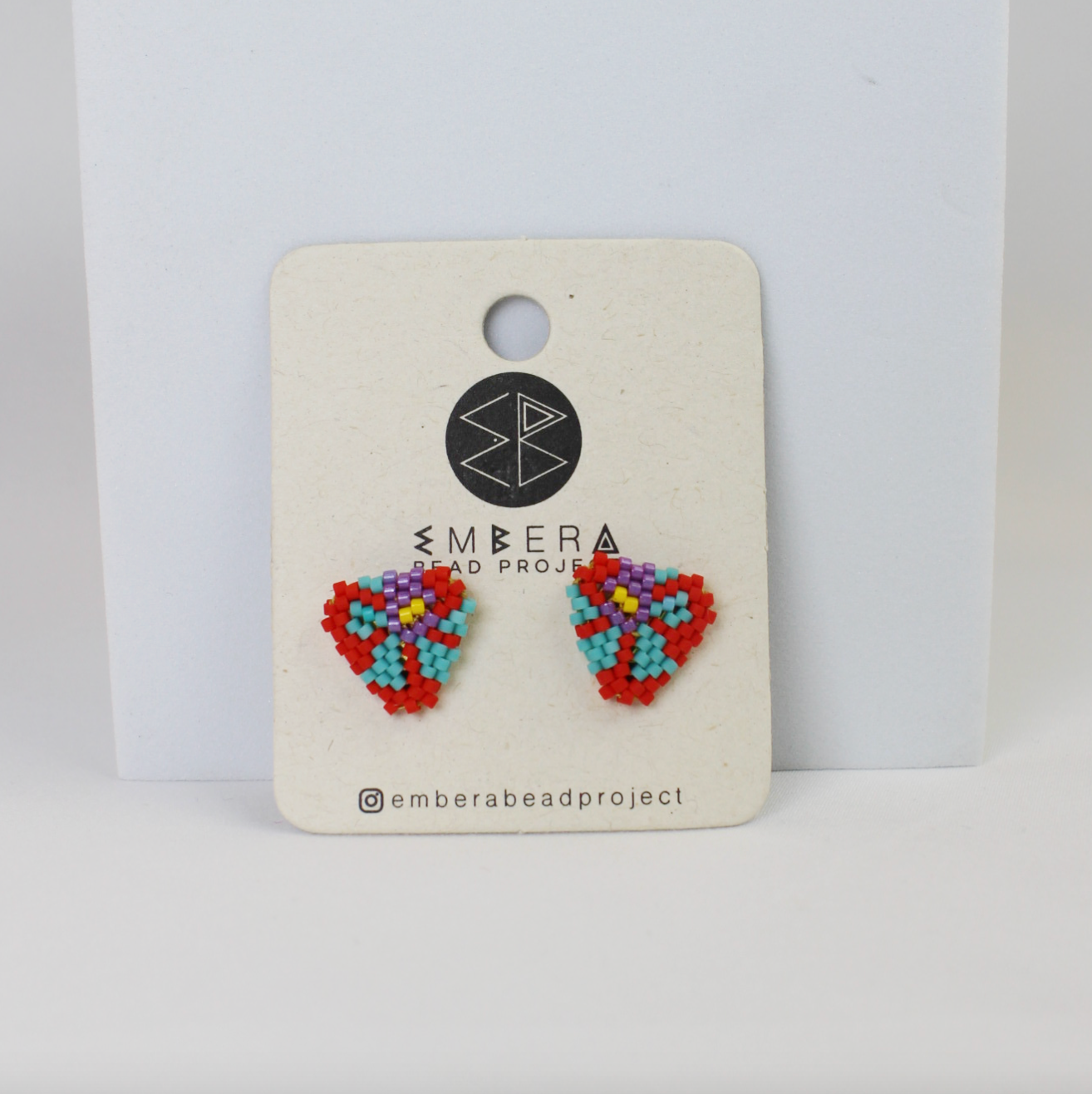 Multi Color Beaded Triangle Stud Earrings