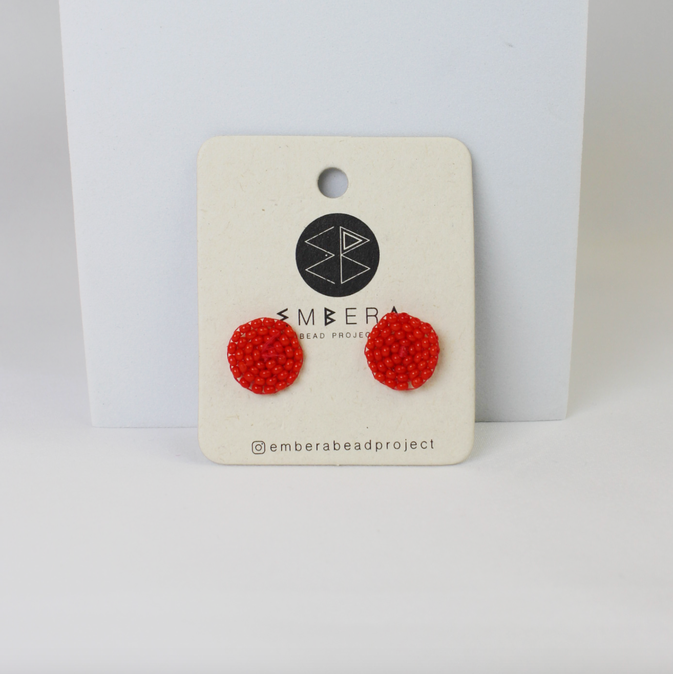 Red Beaded Stud Earrings