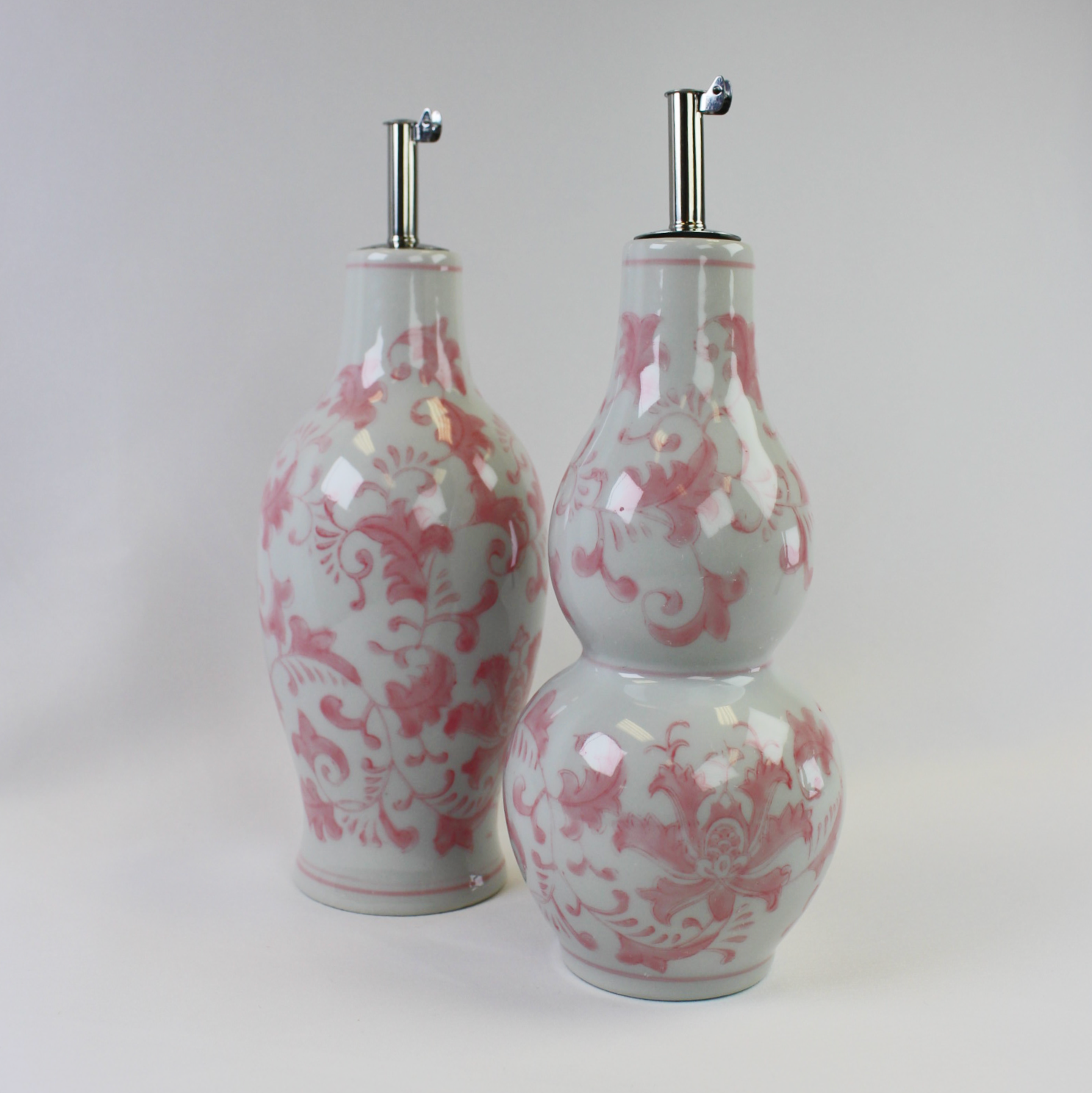 Pink Chinoiserie Oil Cruet