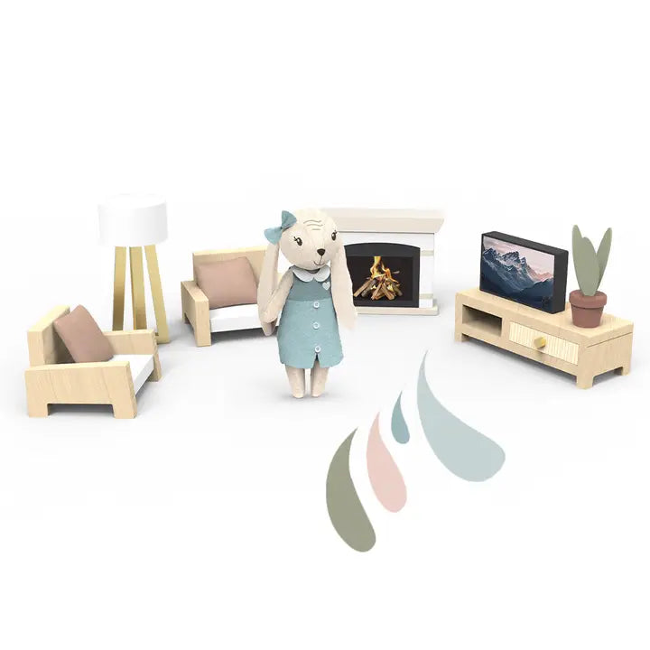 Dollhouse Livingroom Set with Bunny